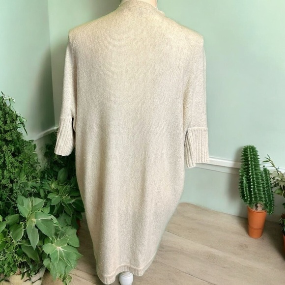 Dtlm Don’t Label Me 100% Cashmere Heathered Tan Short Sleeve Button-Up Cardigan - Picture 9 of 14